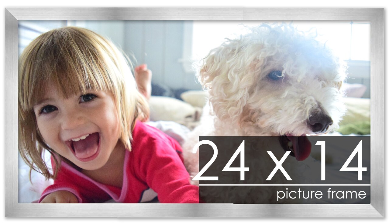 24x14 Solid Wood Picture Frame with UV-Resistant Acrylic & Acid-Free Backing, Available in 6 Finishes: Matte Black, Matte White, Metallic Bronze, Silver, Natural Wood Grain & Mahogany